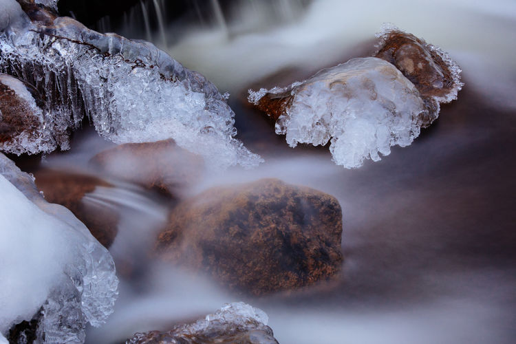 Close-up of frozen rocks
