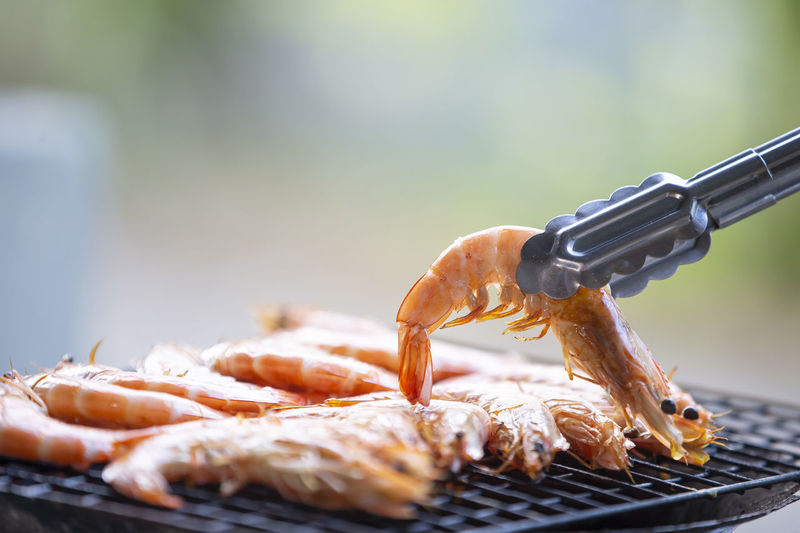 Grilled shrimp on a grill