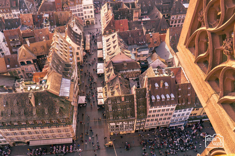 High angle view of notre-dame de strasbourg