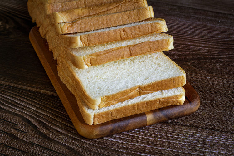 High angle view of bread on table