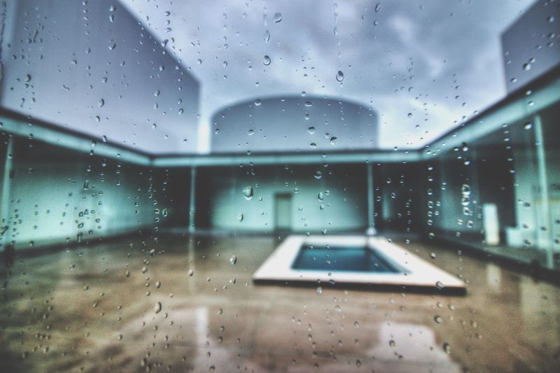 View of rain drops on glass window