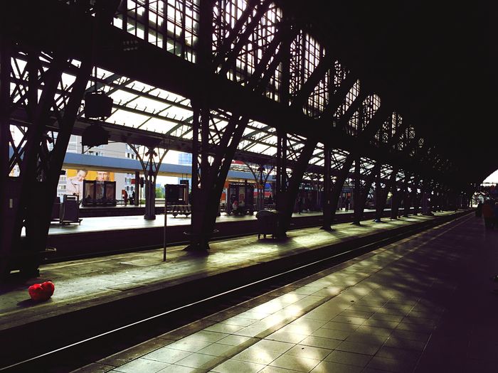 Train on railroad station platform