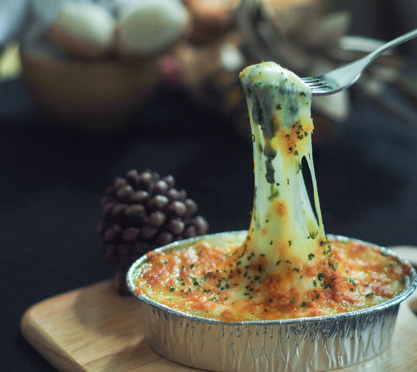 Close-up of dessert on table