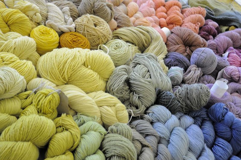 Full frame shot of colorful wool for sale in market