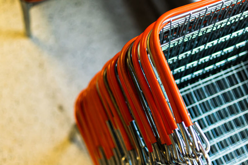Close-up of shopping basket in store