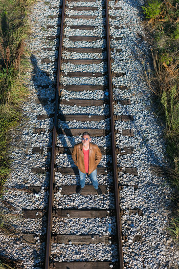 High angle view of railroad track