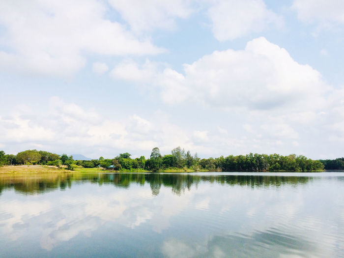 Scenic view of lake against sky