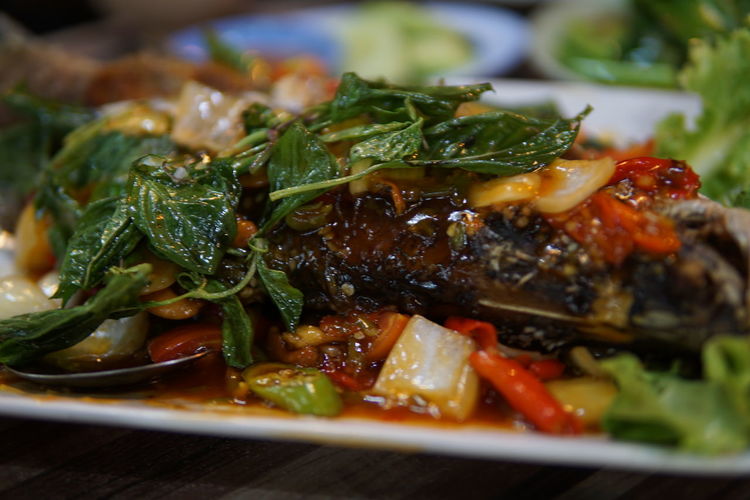 Fresh fish cooked by sweet and sour flavor