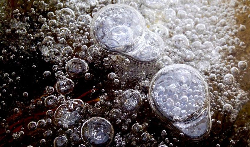 Close-up of soda bubbles
