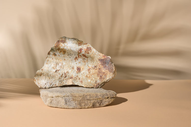 Close-up of rock on table