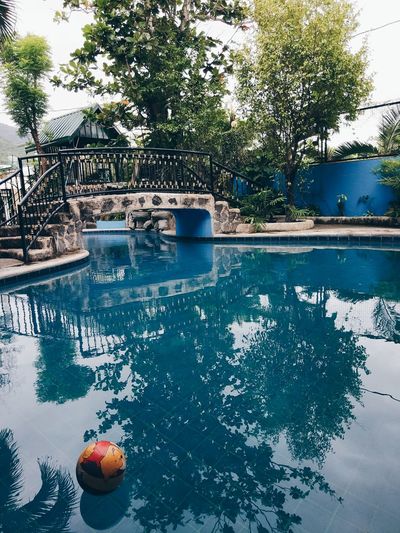 Swimming pool against blue sky