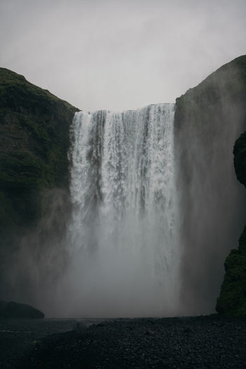 Skógafoss waterfall iceland without tourists