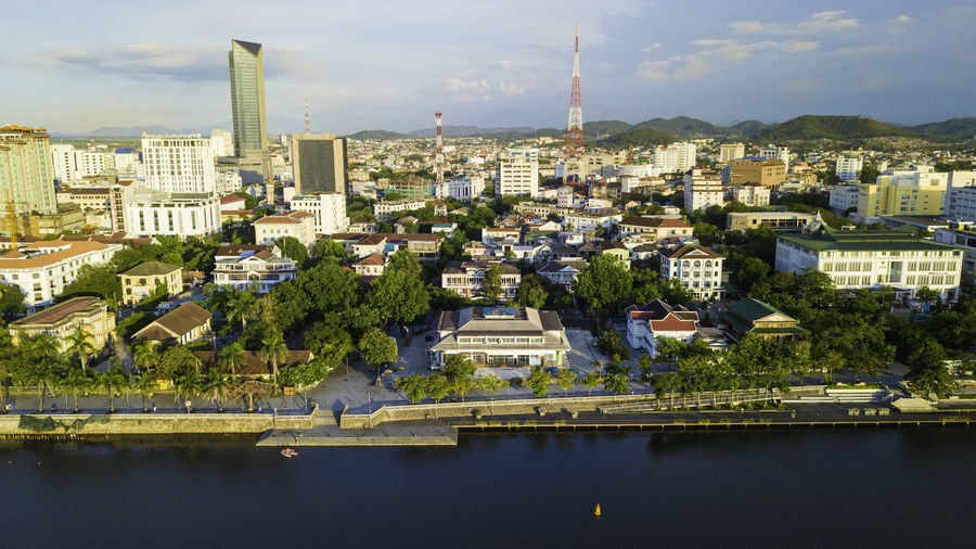 Hue city in vietnam where have many beautiful beach, flowers, fields of rice. it's a big citadel