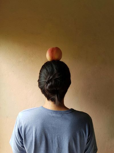 Woman and peach
