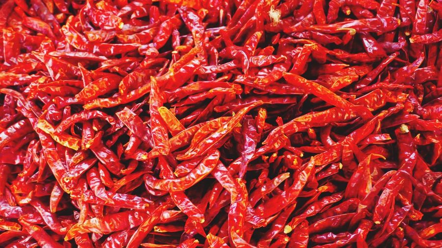 Full frame shot of red vegetables for sale at spice market