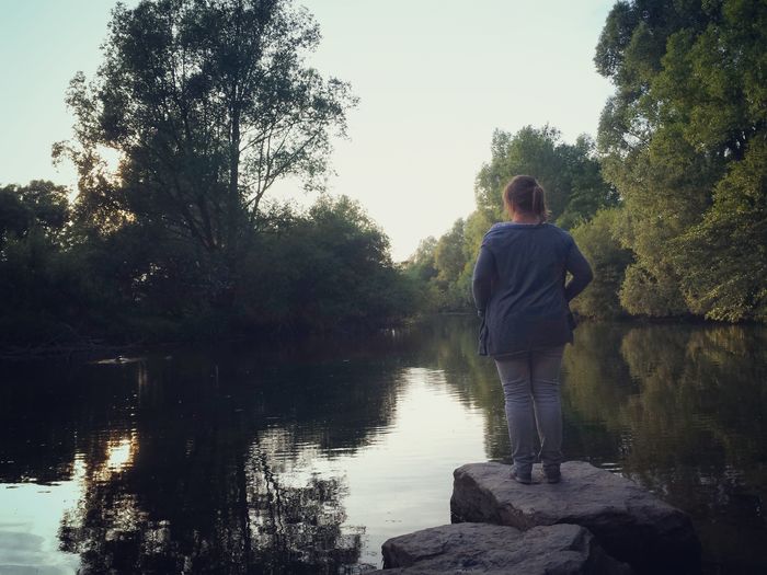 Woman standing in water