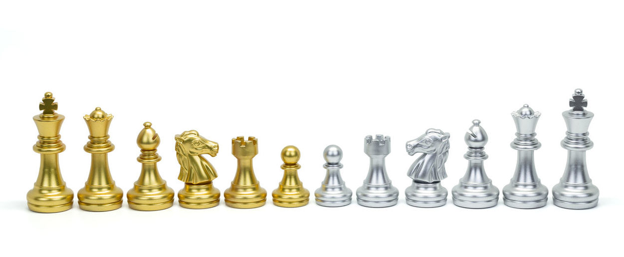 Full frame shot of chess board against white background
