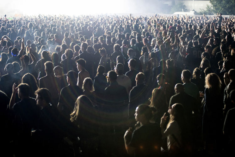 Crowd enjoying at music concert