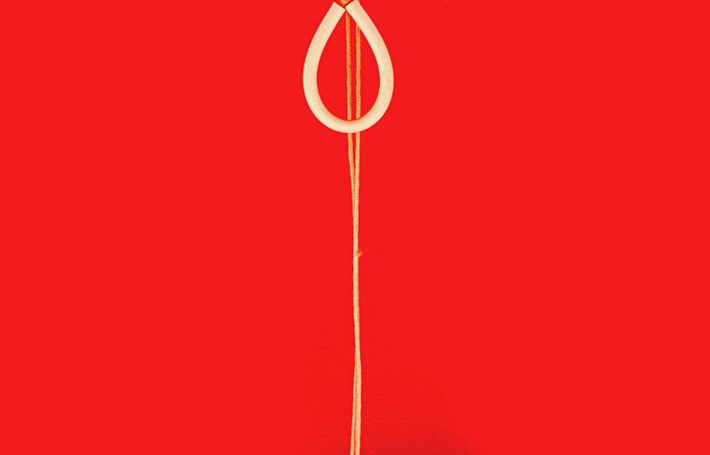 Ropes hanging against red background