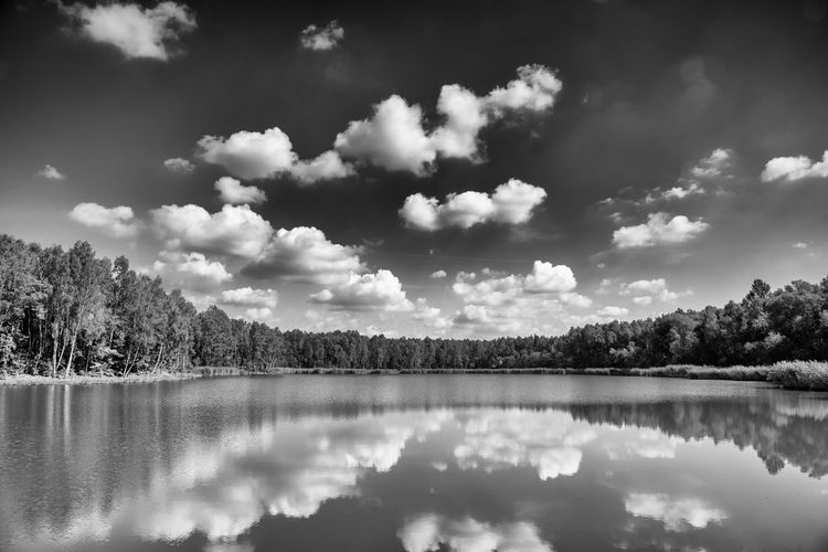 Scenic view of lake against sky