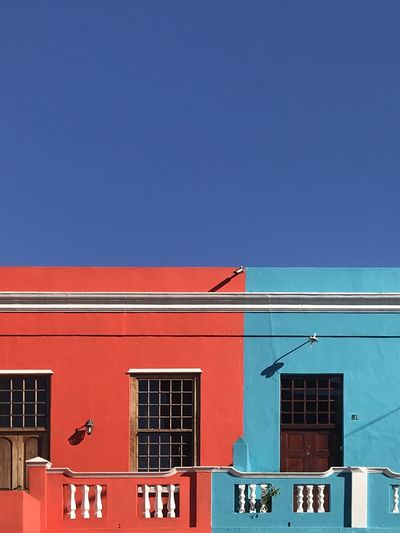  colorful building against clear blue sky