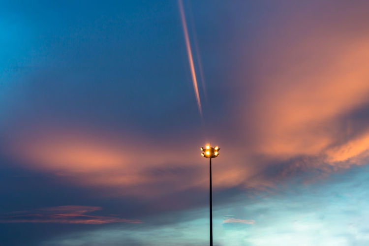Lighting pole on sky blue background
