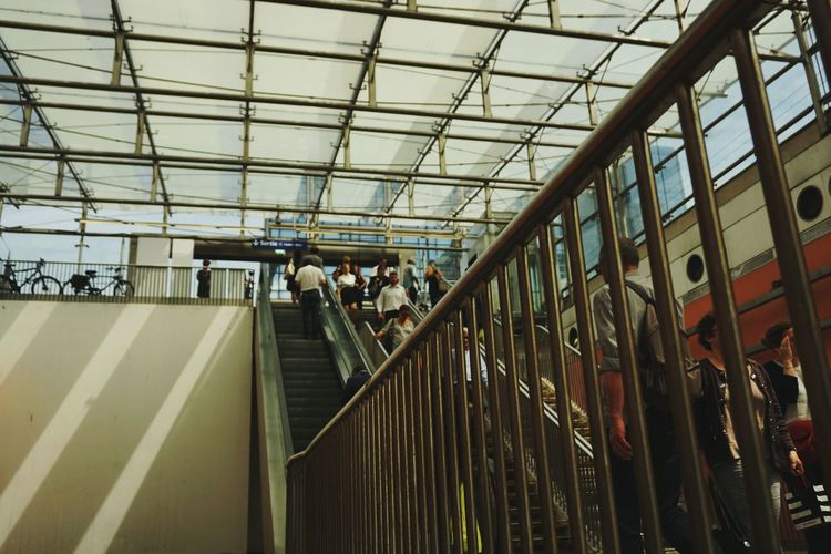 Low angle view of escalator