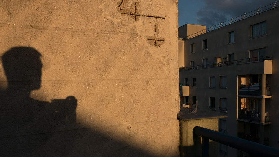 Shadow of building in city