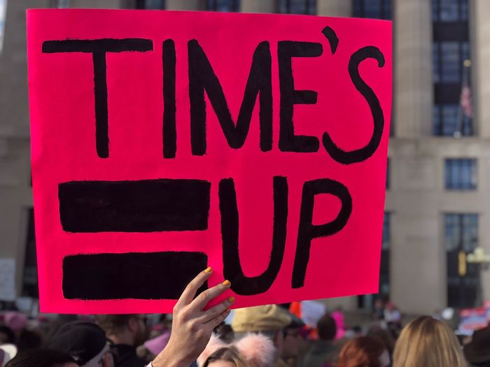 Protest sign times up womens march me too movement