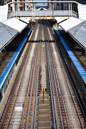 High angle view of railroad station platform