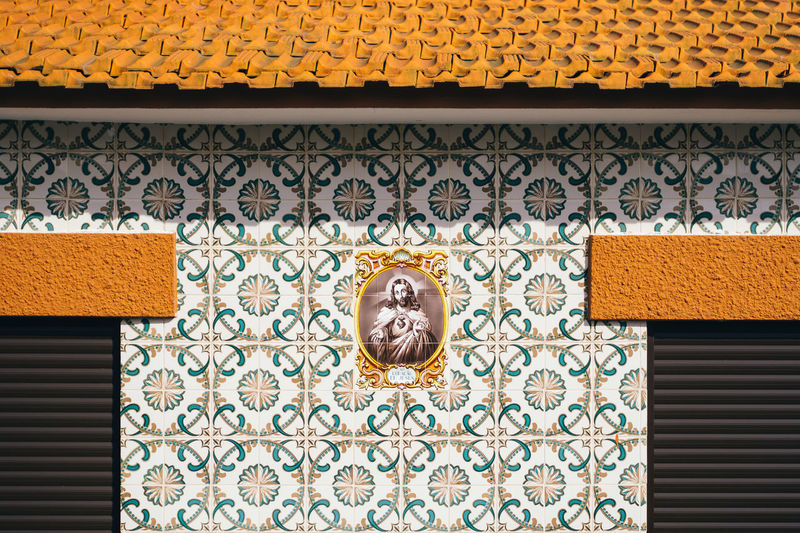 Jesus christ mosaic on tiled wall