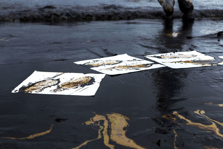 Absorbent paper used for lining clean up oil from crude oil spilled