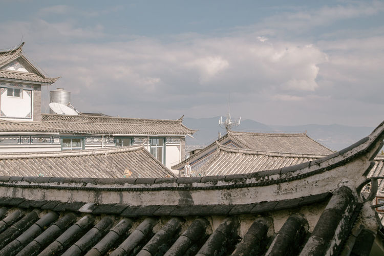 Panoramic view of temple building against sky
