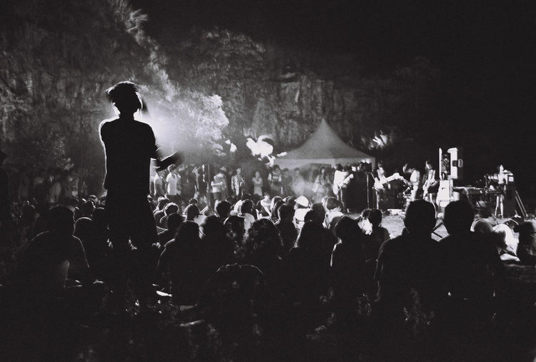Crowd enjoying at music concert
