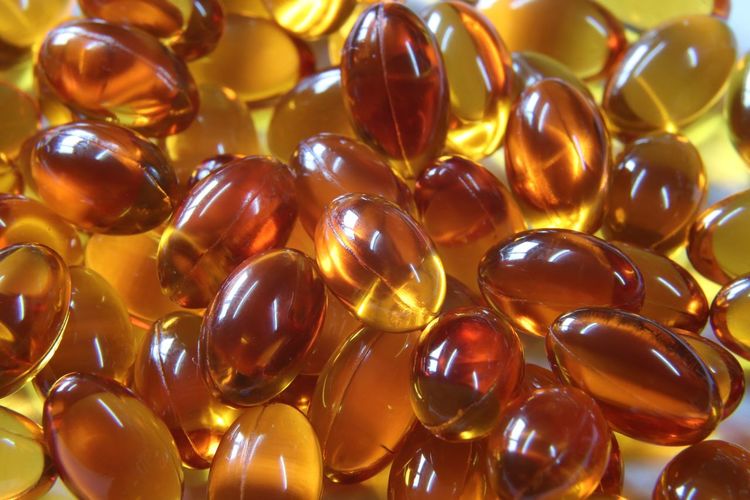 Full frame of cod liver oil tablets