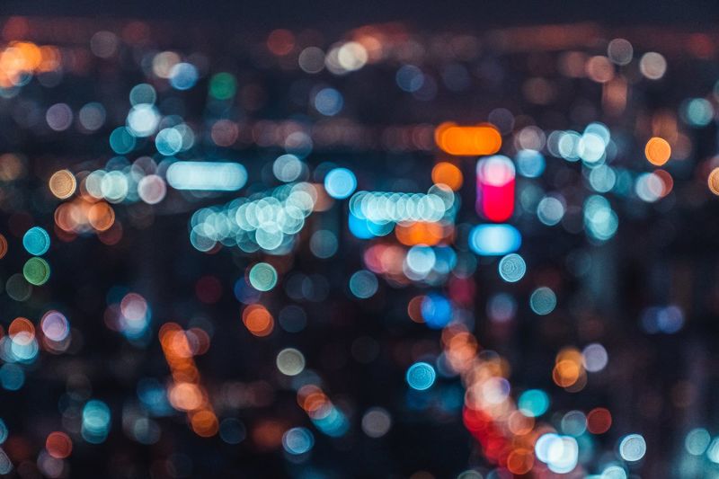 Defocused image of illuminated lights