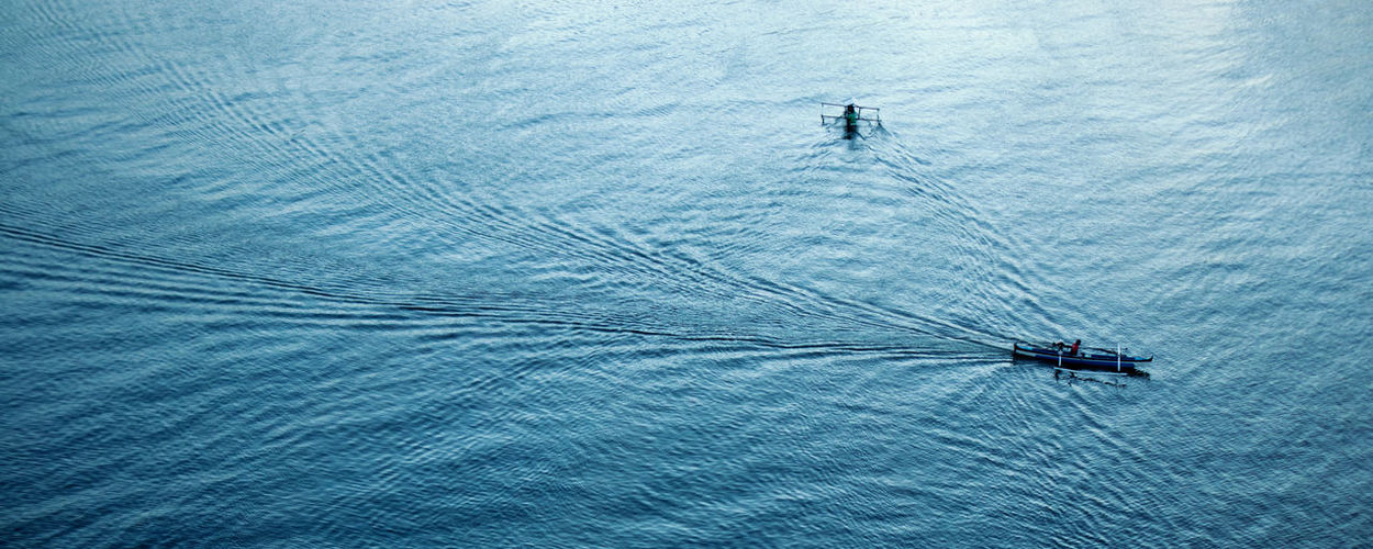 High angle view of person boat in sea
