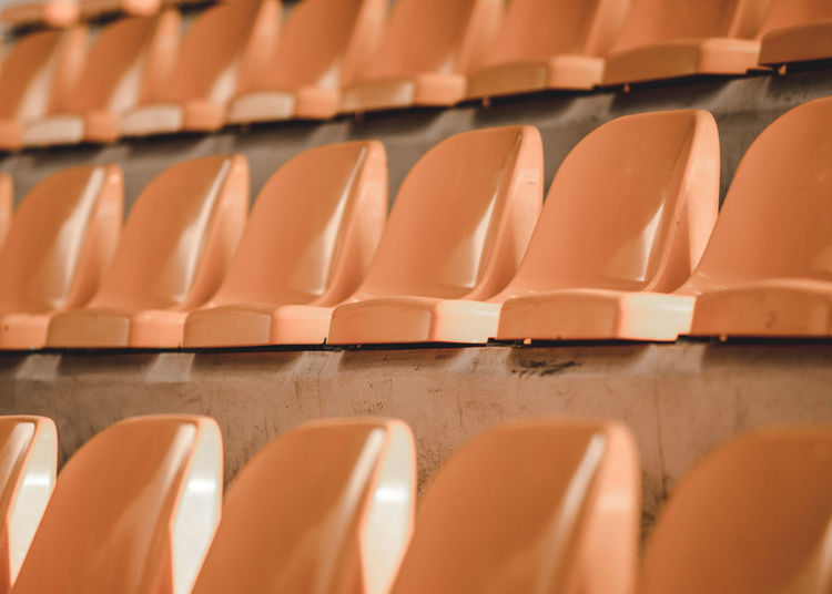 Close-up of seats in stadium