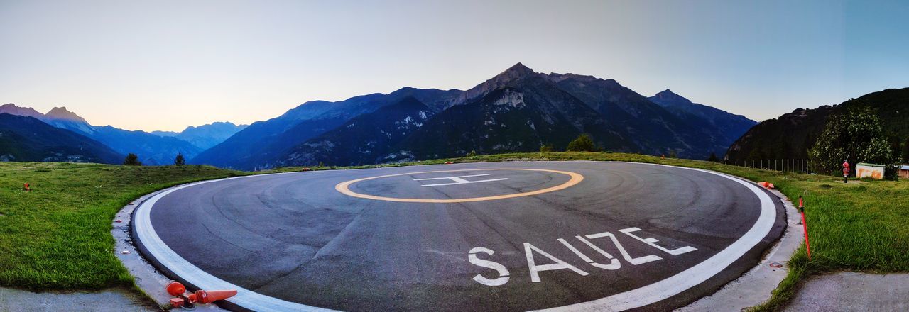 Panoramic view from landing pad for helicopters