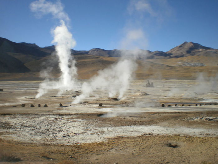 Smoke emitting from hot springs at san pedro de atacama