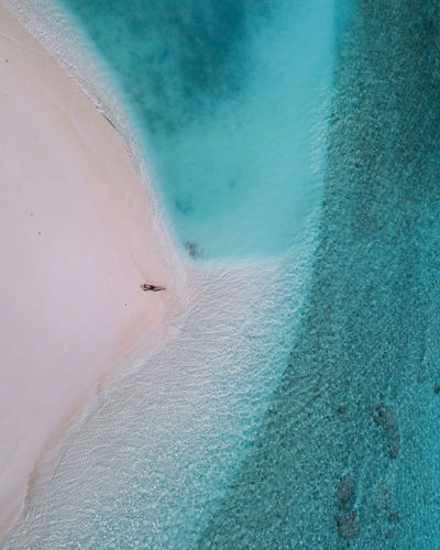 High angle view of person on beach