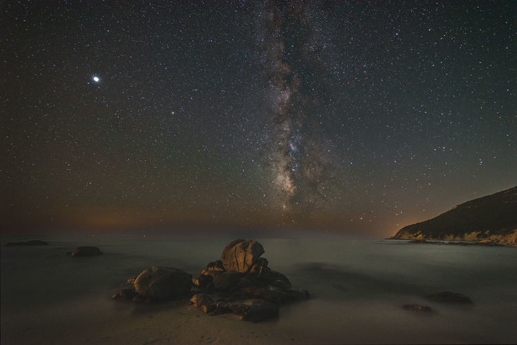 Milky way on the beach on a late september night