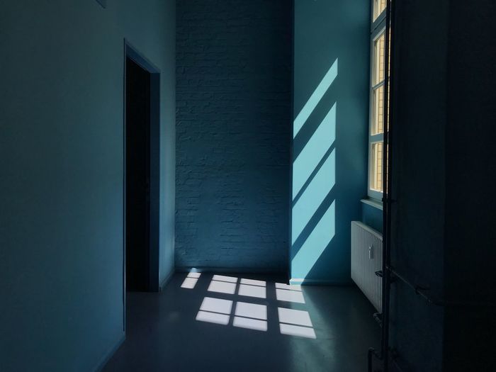Open door of building