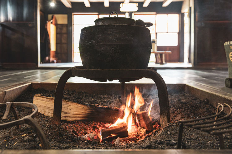 Close-up of fire pit