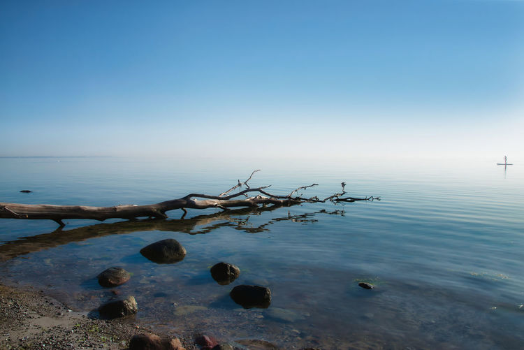 Scenic view of sea against clear sky