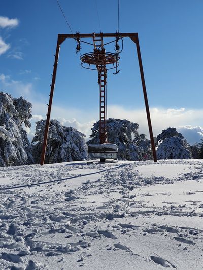 Ski elevator on olympos troodos in cyprus