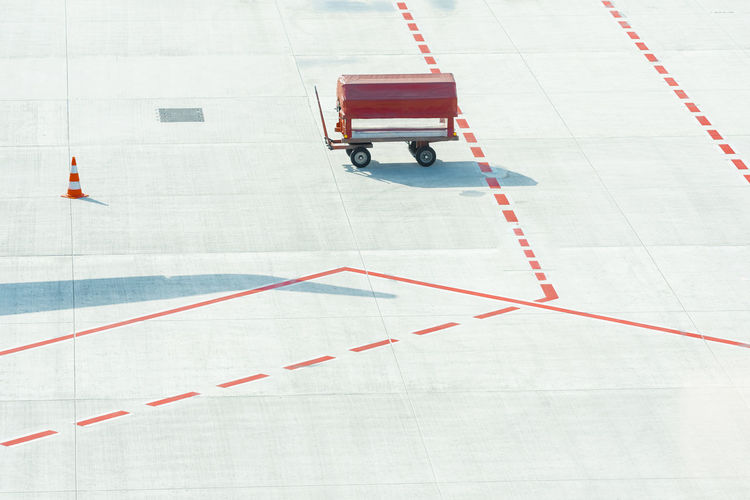 High angle view of wagon on airport runway