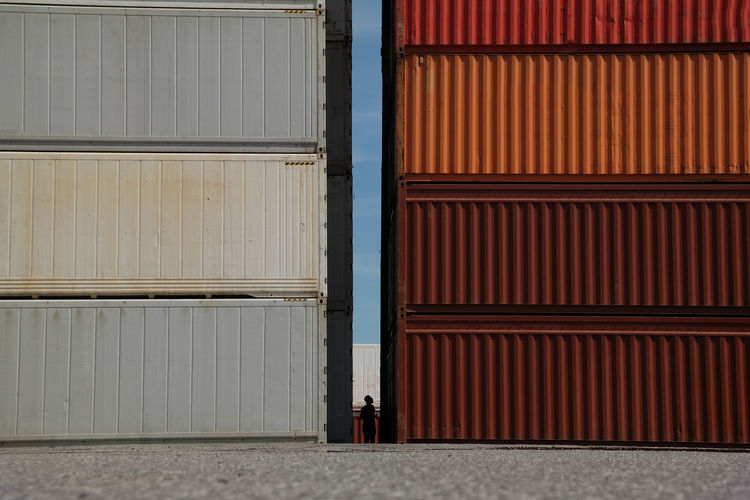 Stacked cargo container at commercial dock
