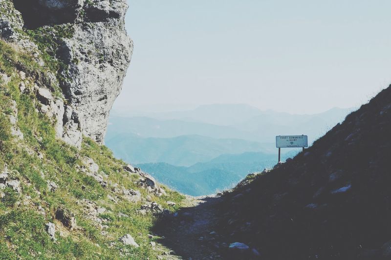 Scenic view of mountains against clear sky