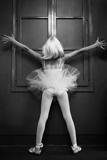 Rear view of ballet dancer